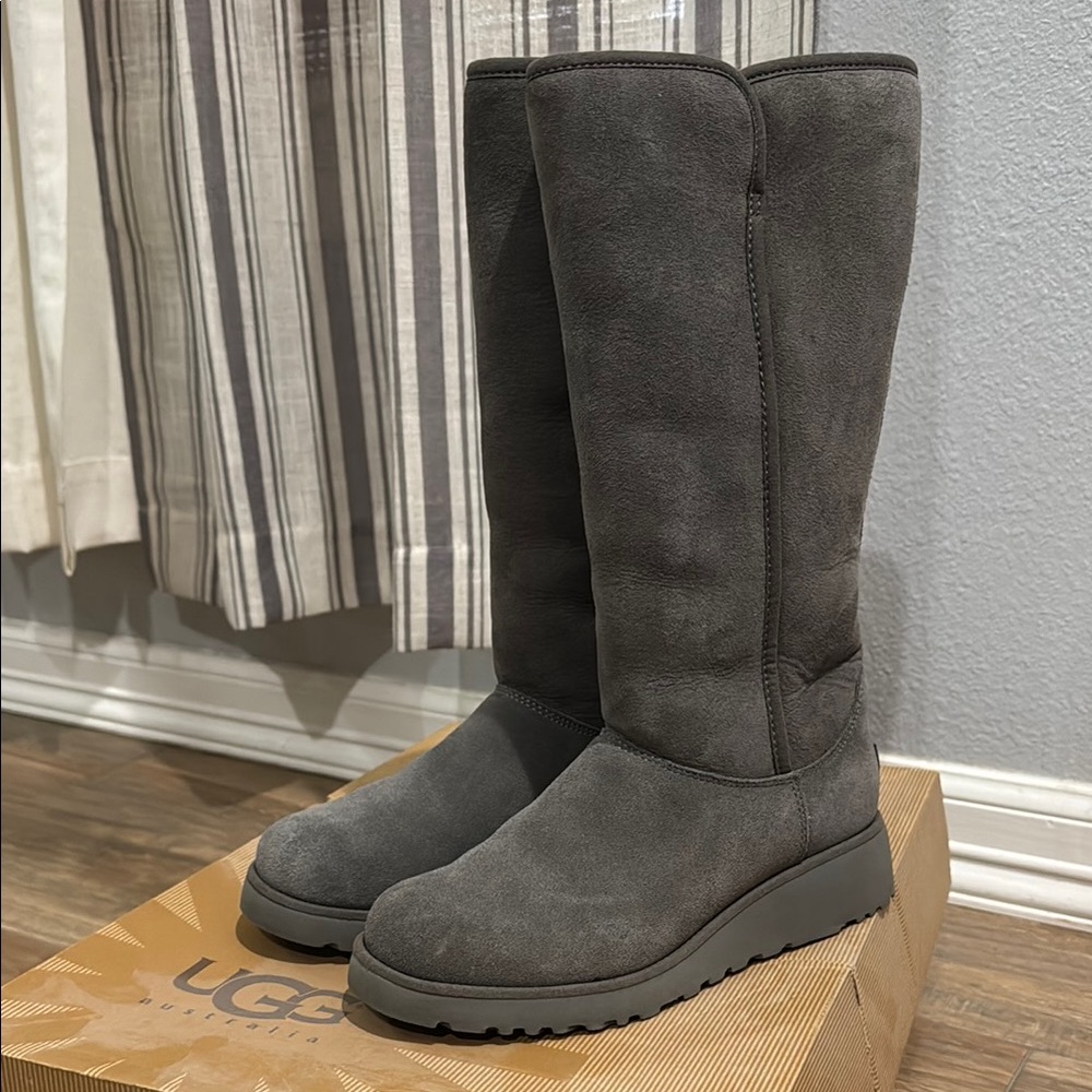 UGG Gray Suede Tall Boots